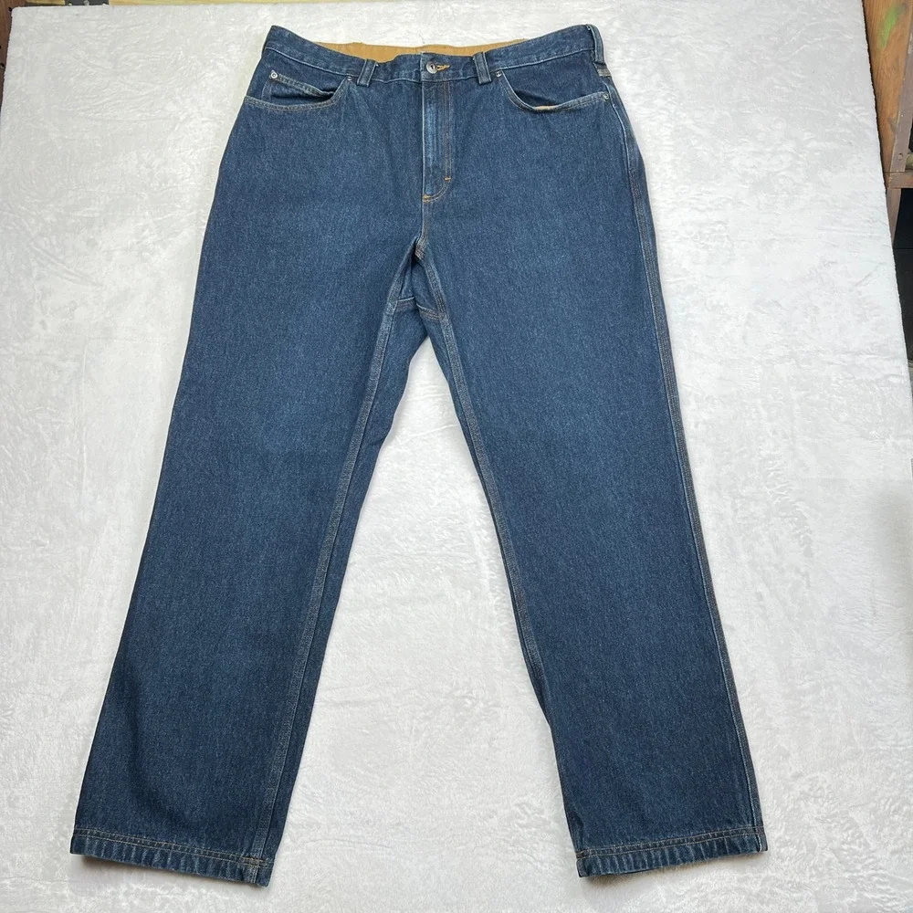 Duluth Trading Co Jeans Mens 38x32 Blue Denim Straight Leg Workwear